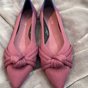Rothy's Pink Flats with Knotted Bow Detail